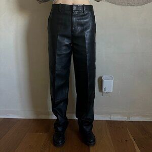 HELMUT LANG Baggy 90's- style Leather Carpenter Pants - 2024